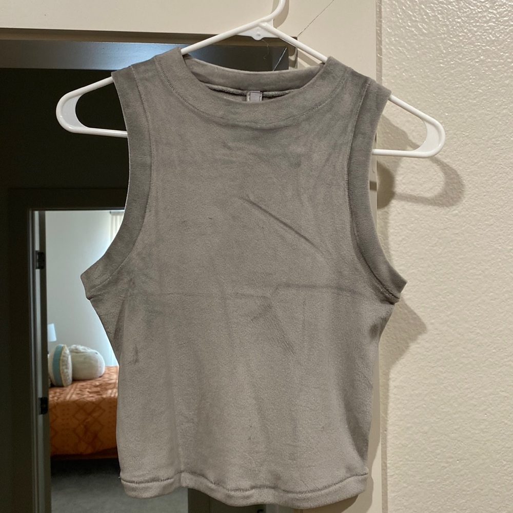 SKIMS VELOUR CREW NECK TANK | SMOKE